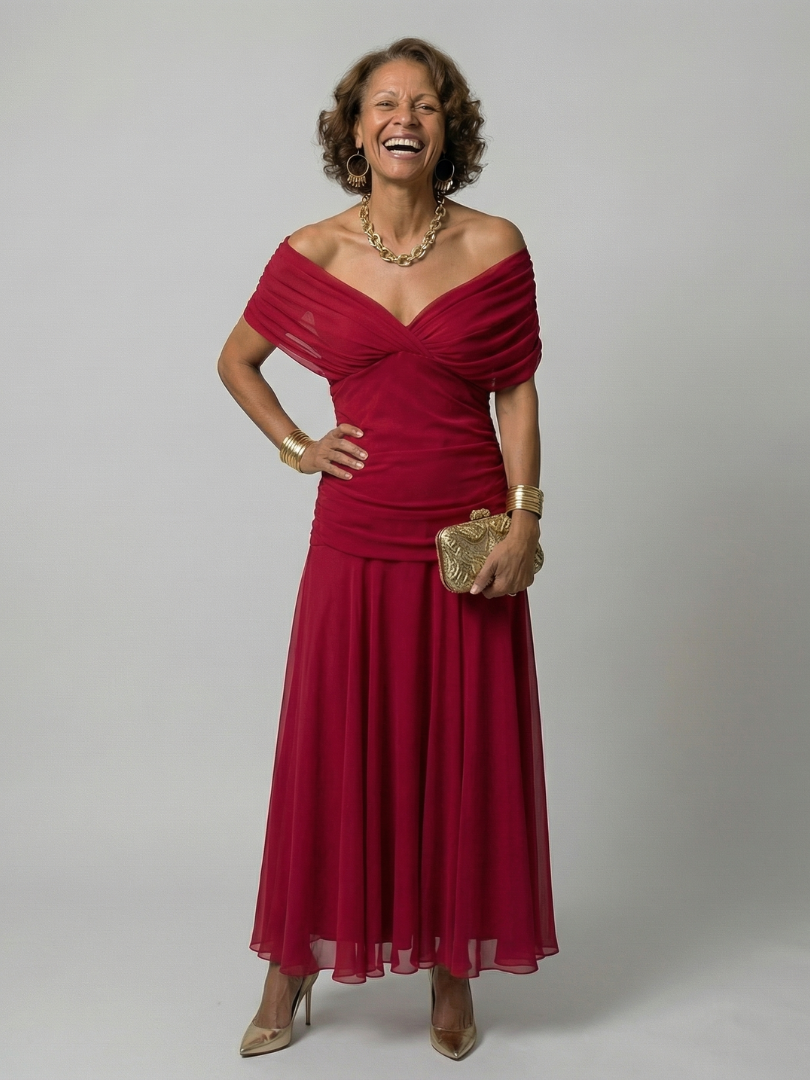 Sophie | Off Shoulder Flow Midi Dresses