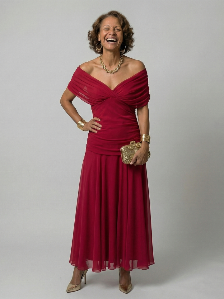 Sophie | Off Shoulder Flow Midi Dresses