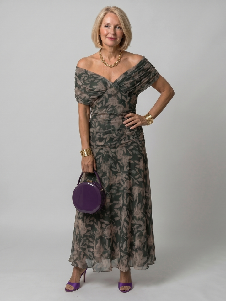 Imogen | Draped Off-Shoulder Midi Dress