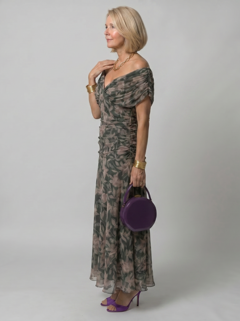 Imogen | Draped Off-Shoulder Midi Dress