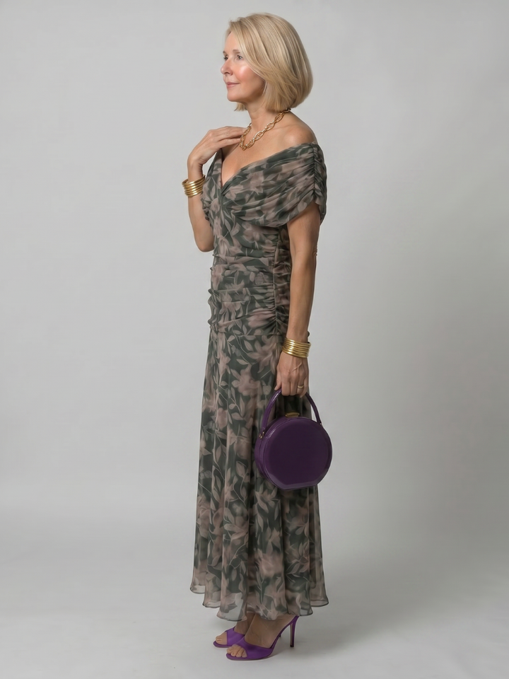 Imogen | Draped Off-Shoulder Midi Dress
