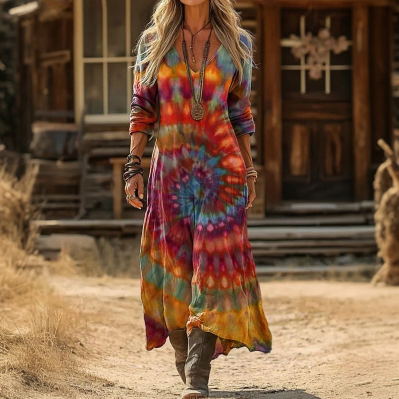 Kirsten | Rainbow Colour-Wash Maxi Dress
