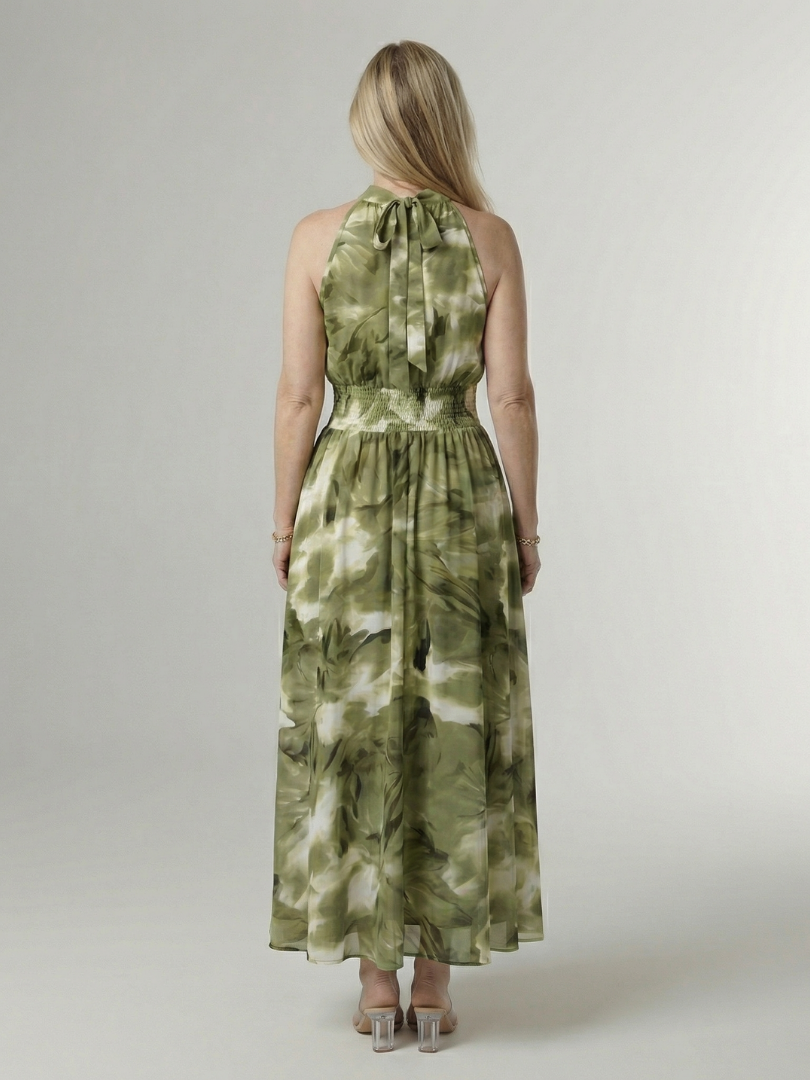 Annabel | Gathered Halter Midi Dress