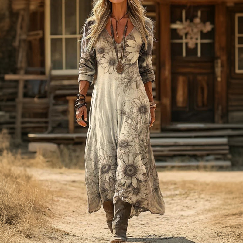Hazel | Botanical Print Maxi Dress