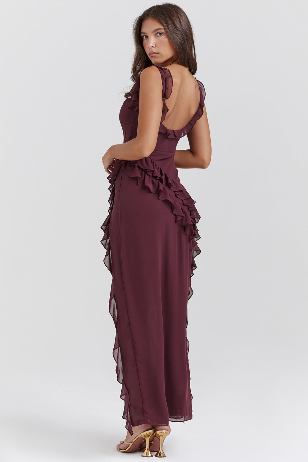 Margaret | Square-Neck Ruffle Maxi Dress