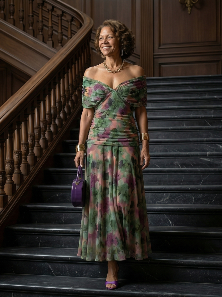 Sophie | Off Shoulder Flow Midi Dresses