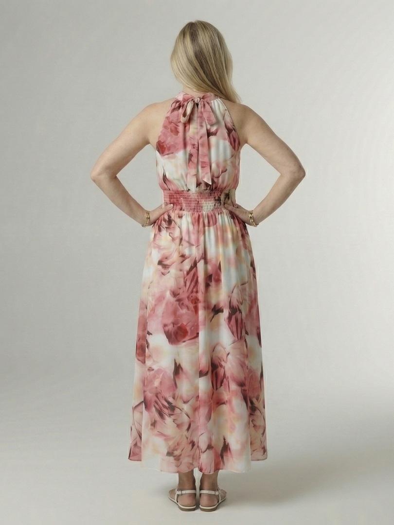 Annabel | Gathered Halter Midi Dress