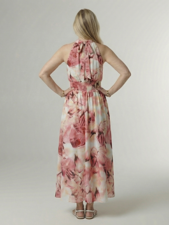 Annabel | Gathered Halter Midi Dress
