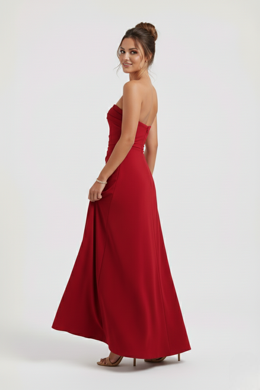Sarah | Draped Strapless Maxi Dress