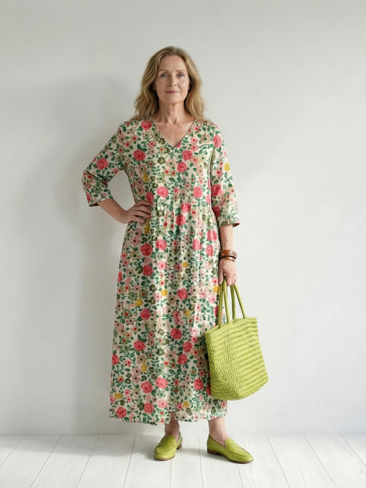 Georgina | Scatter-Flower Midi Dress