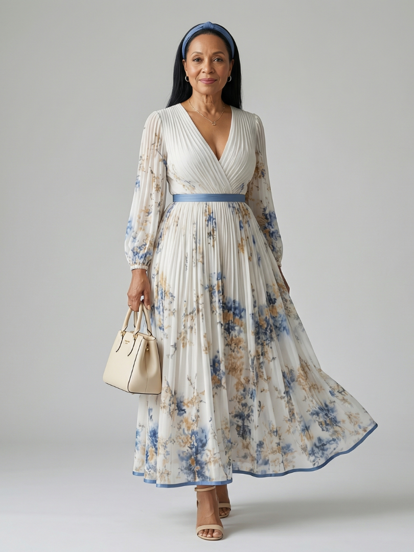 Naomi | Pleated Wrap Midi Dress