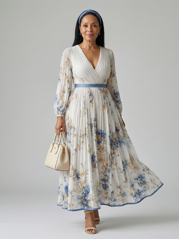 Naomi | Pleated Wrap Midi Dress