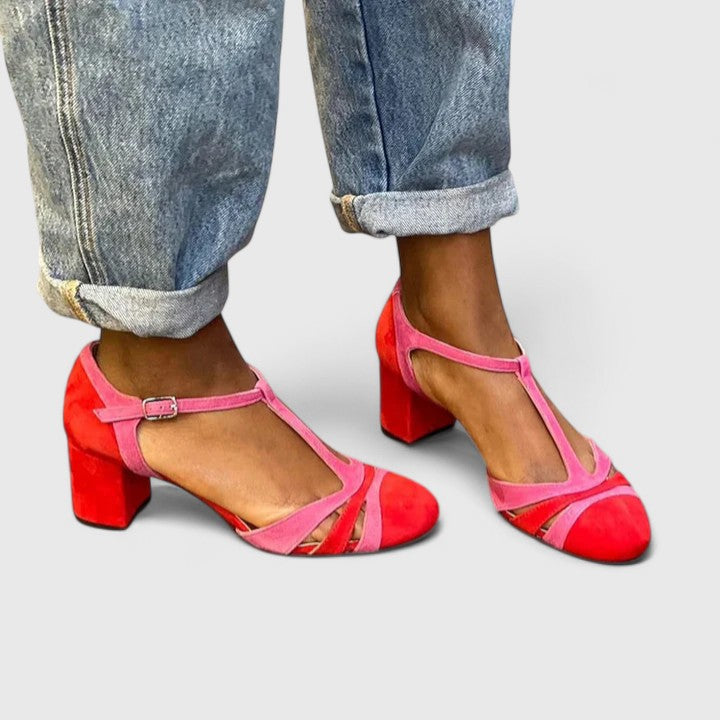 Genevieve | Berry Ankle-Strap Heels