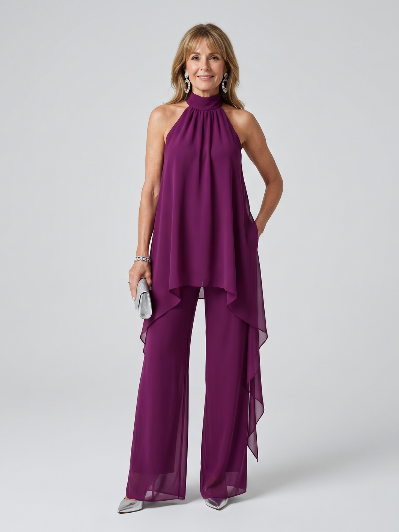 Natalie | Halter Neck Asymmetric Tunic Set