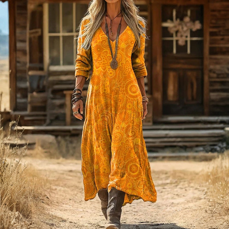 Jodie | Golden Swirl Maxi Dress