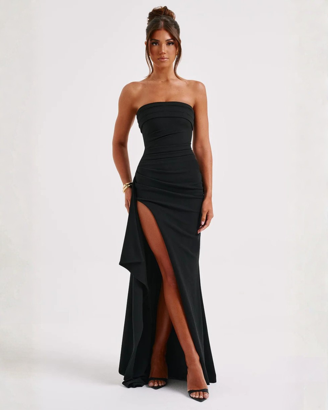 Sarah | Draped Strapless Maxi Dress