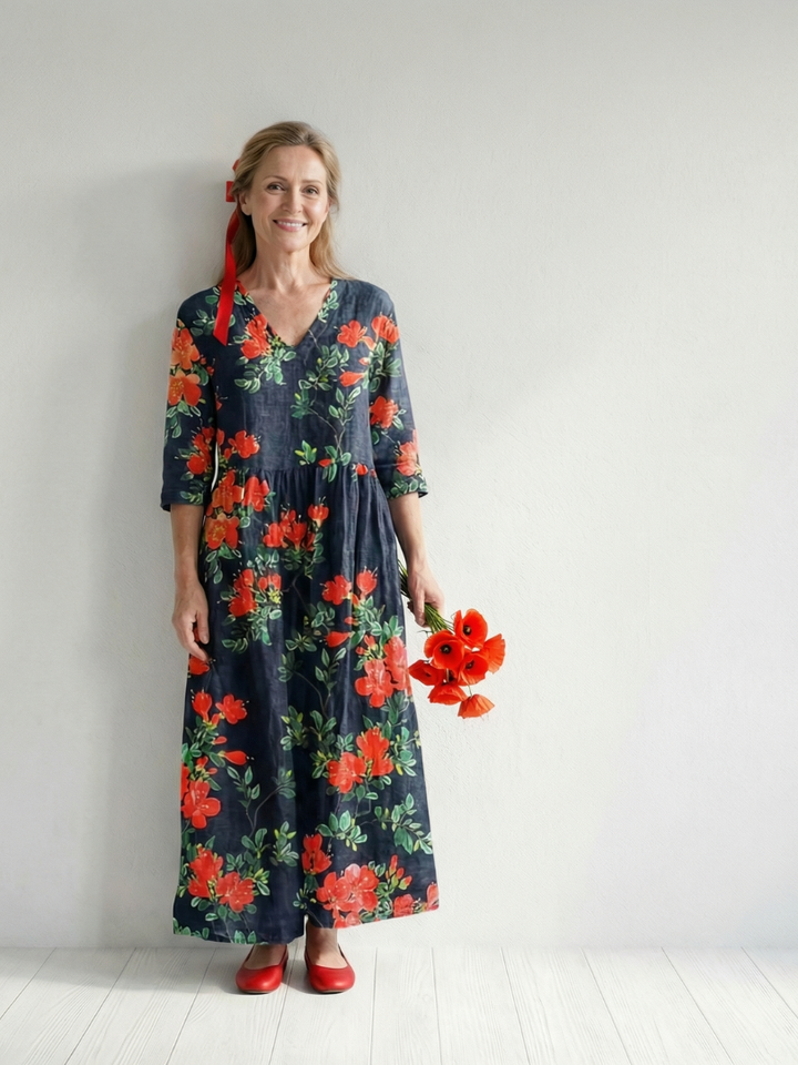 Elodie | Scattered Floral Midi Dress