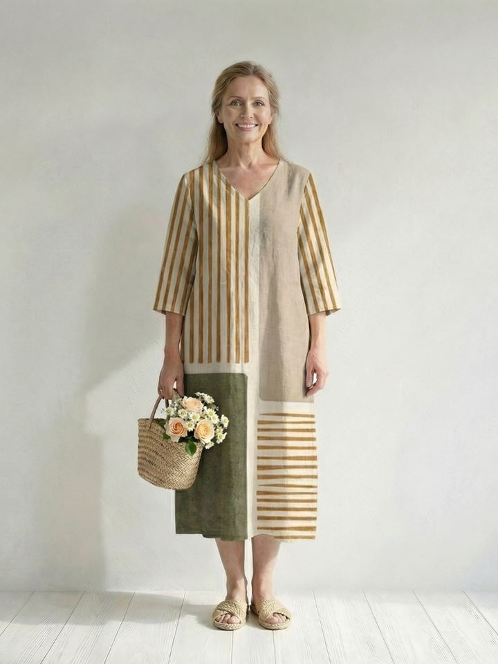 Valerie | Mixed-Stripe Midi Dress