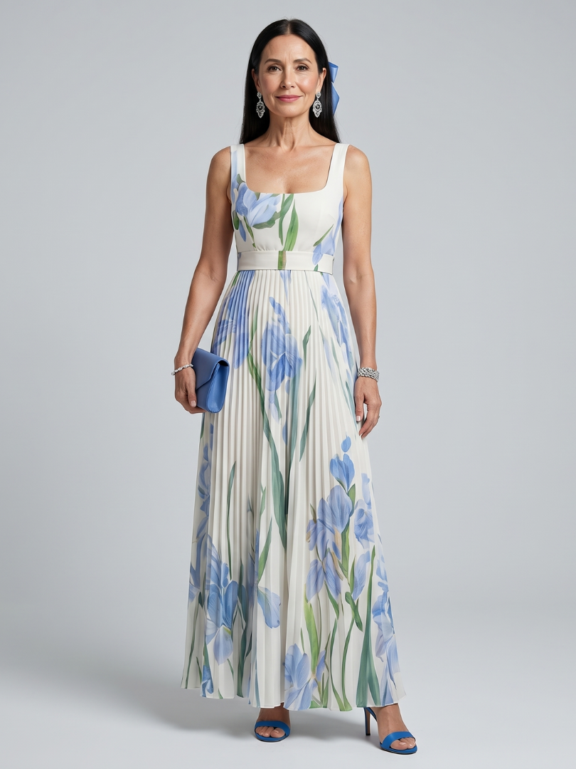 Beatrice | Square-Neck Floral Midi Dress