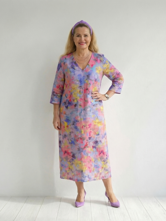 Corinne | Abstract Floral Midi Dress