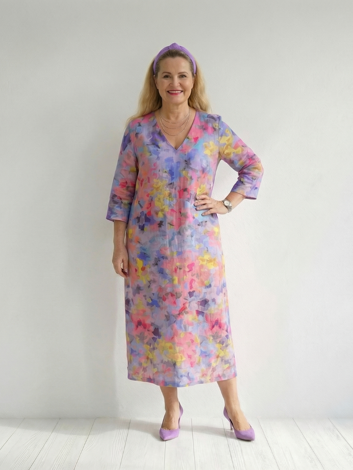 Corinne | Abstract Floral Midi Dress