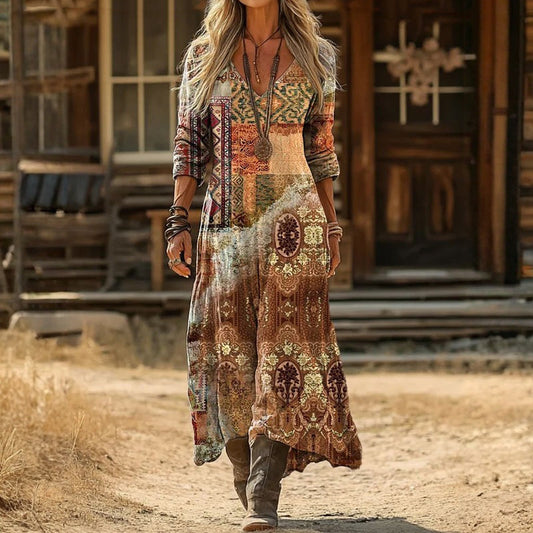 Alicia | Mosaic Print Maxi Dress
