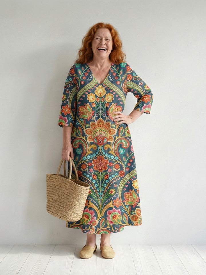 Monique | Garden-Print Midi Dress