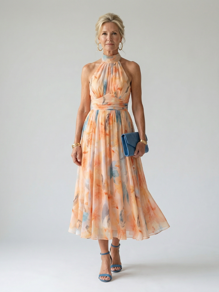 Matilda | Gathered Halter Midi Dress