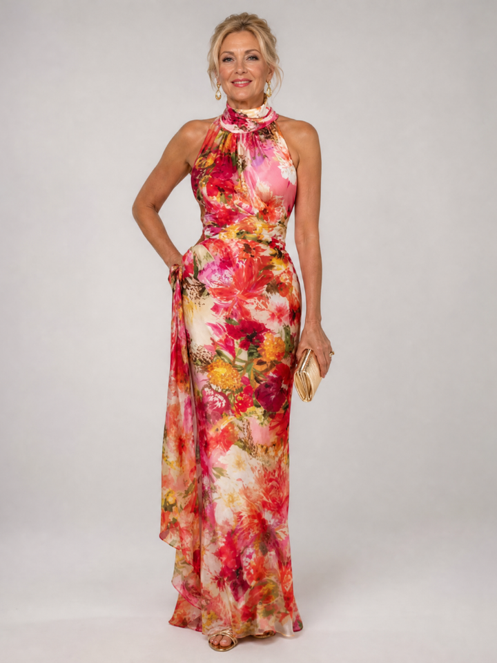 Francesca | Floral Halter Maxi Dress