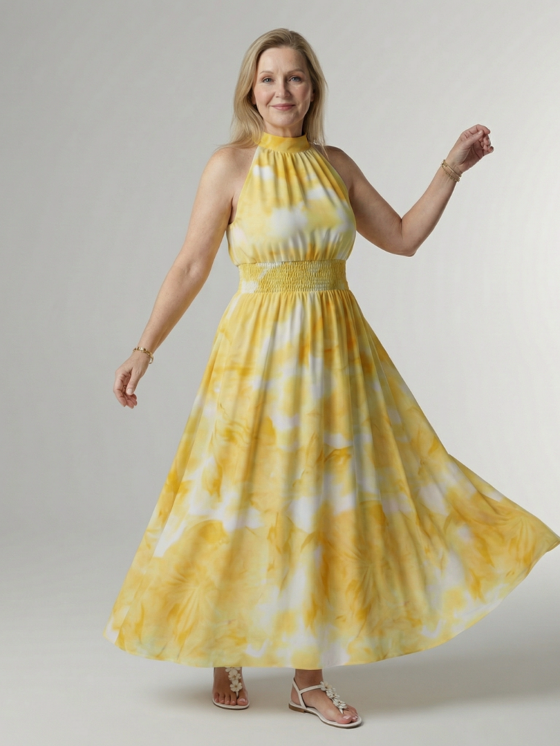 Alice | Gathered Halter Midi Dress