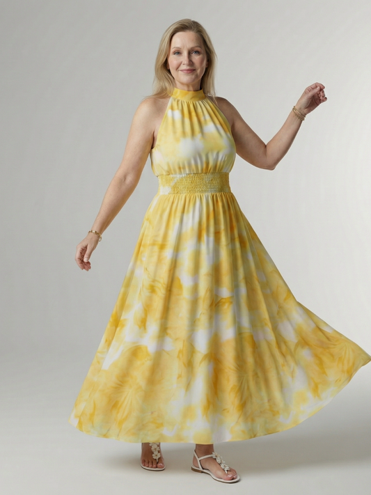 Alice | Gathered Halter Midi Dress