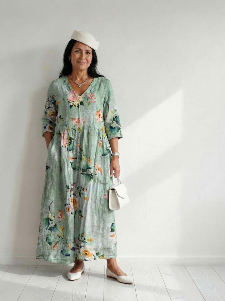 Leonie | Gathered Floral Midi Dress