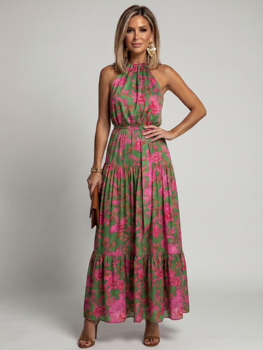 Lucinda | Tiered Halter Midi Dress
