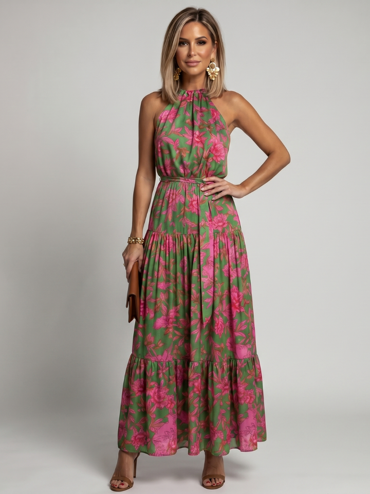 Lucinda | Tiered Halter Midi Dress