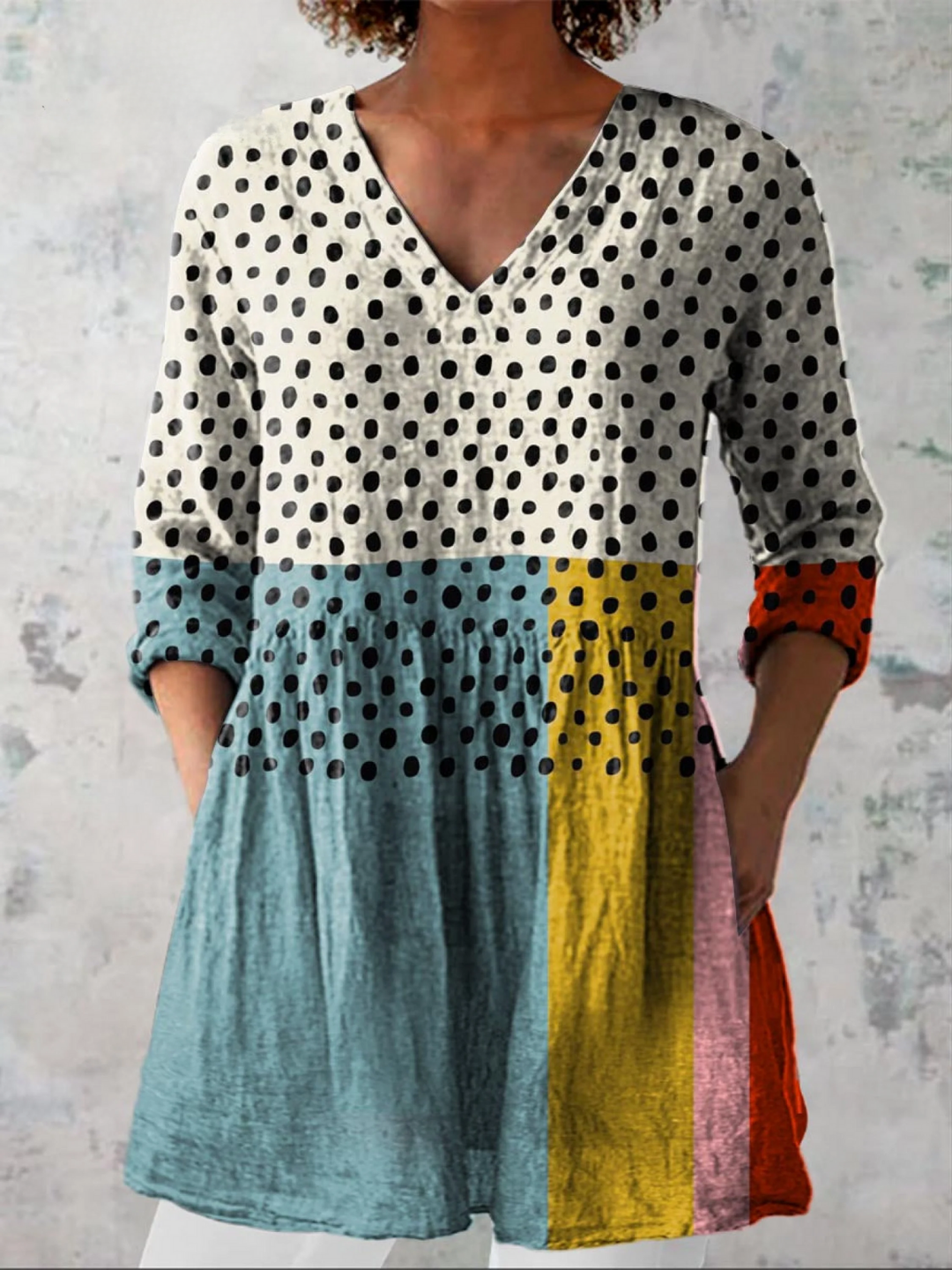 Kathleen | Colourful V-Neck Blouse
