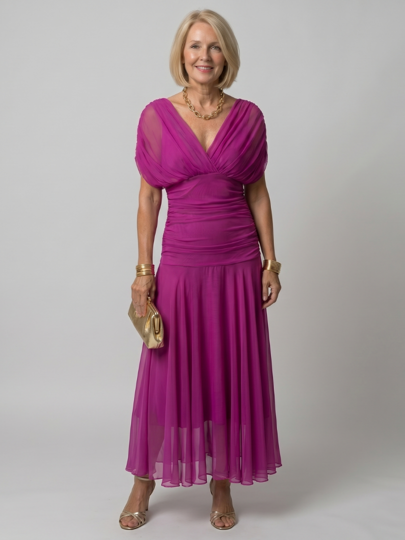 Imogen | Draped Off-Shoulder Midi Dress