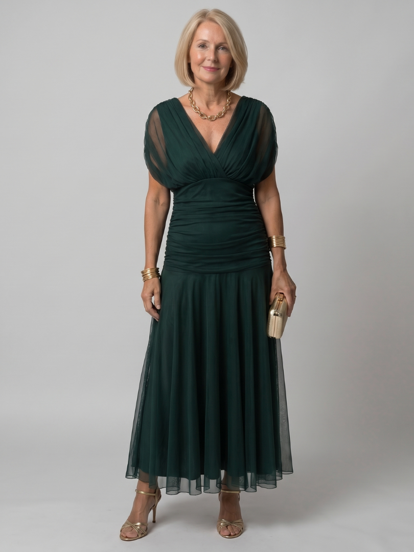 Imogen | Draped Off-Shoulder Midi Dress