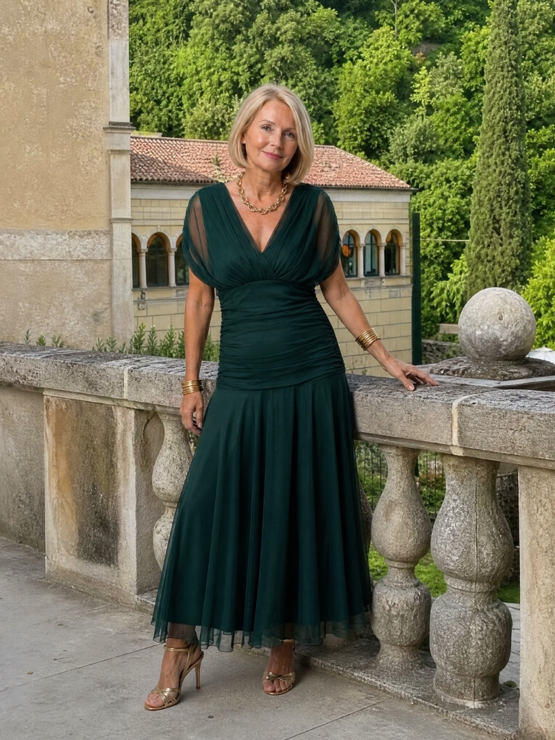 Imogen | Draped Off-Shoulder Midi Dress
