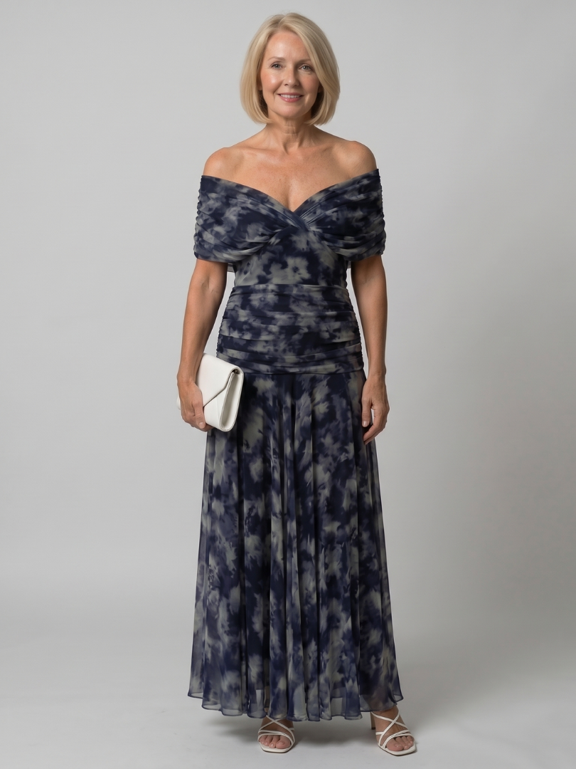 Imogen | Draped Off-Shoulder Midi Dress