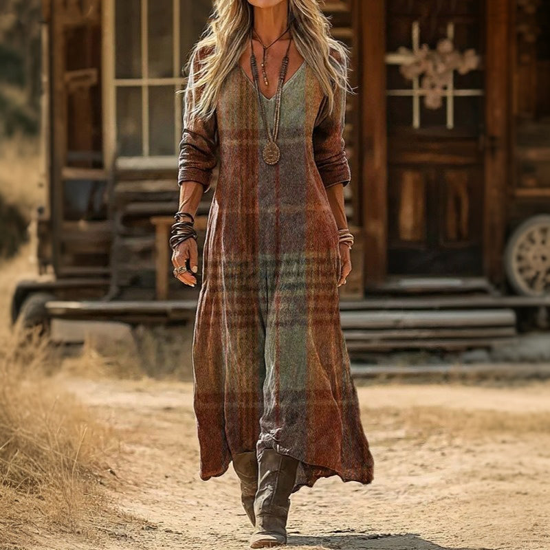 Janine | Rustic Check Maxi Dress