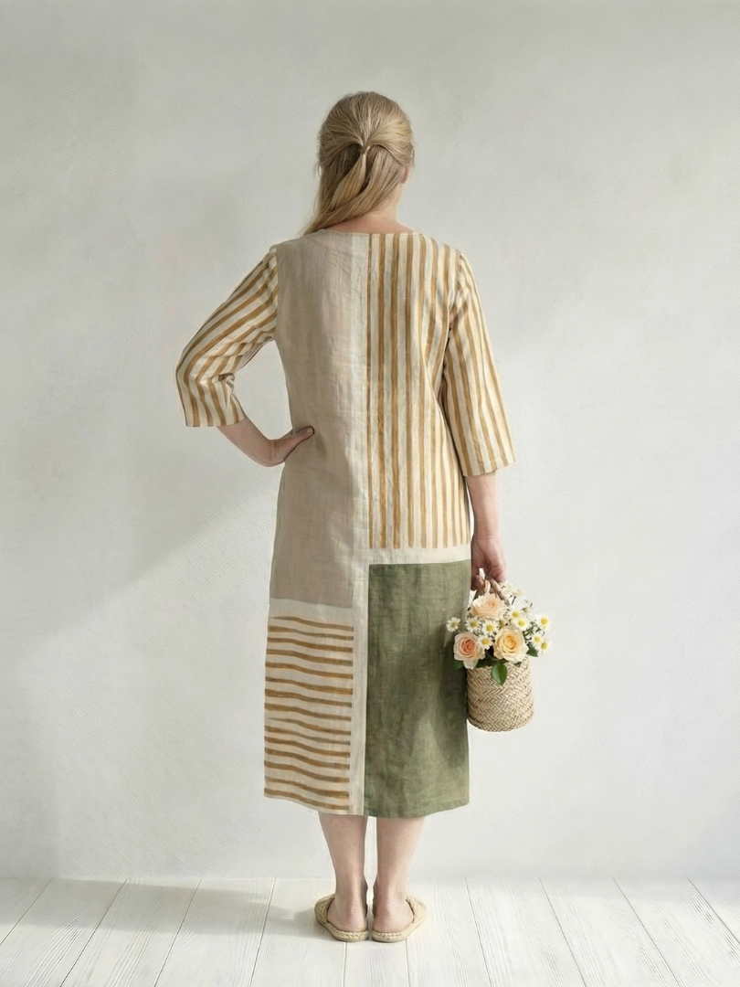 Valerie | Mixed-Stripe Midi Dress