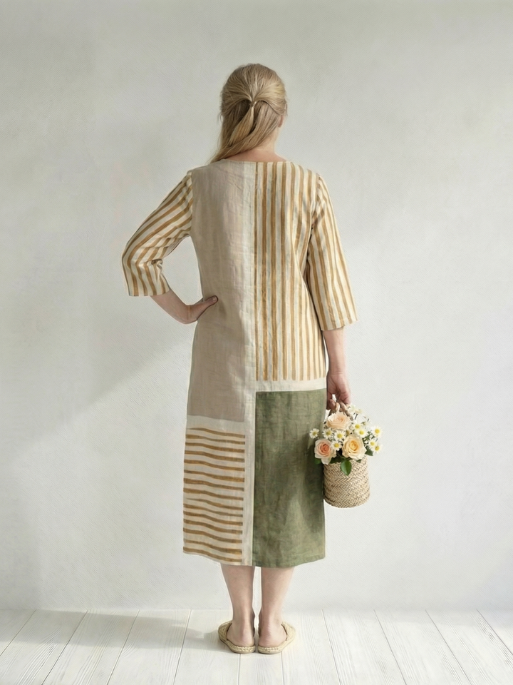 Valerie | Mixed-Stripe Midi Dress