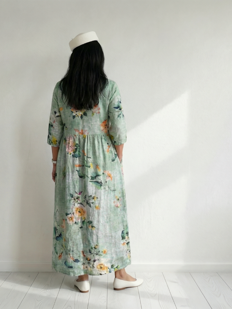 Leonie | Gathered Floral Midi Dress