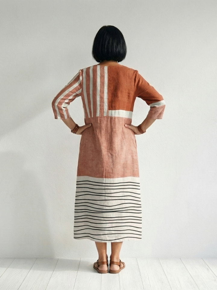 Simone | Relaxed Mixed-Stripe Midi Dress