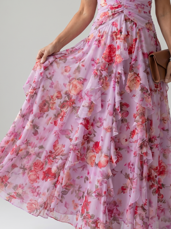 Evangeline | Ruched Floral Maxi Dress