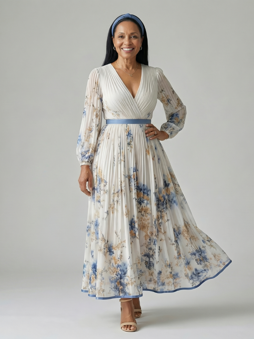 Naomi | Pleated Wrap Midi Dress