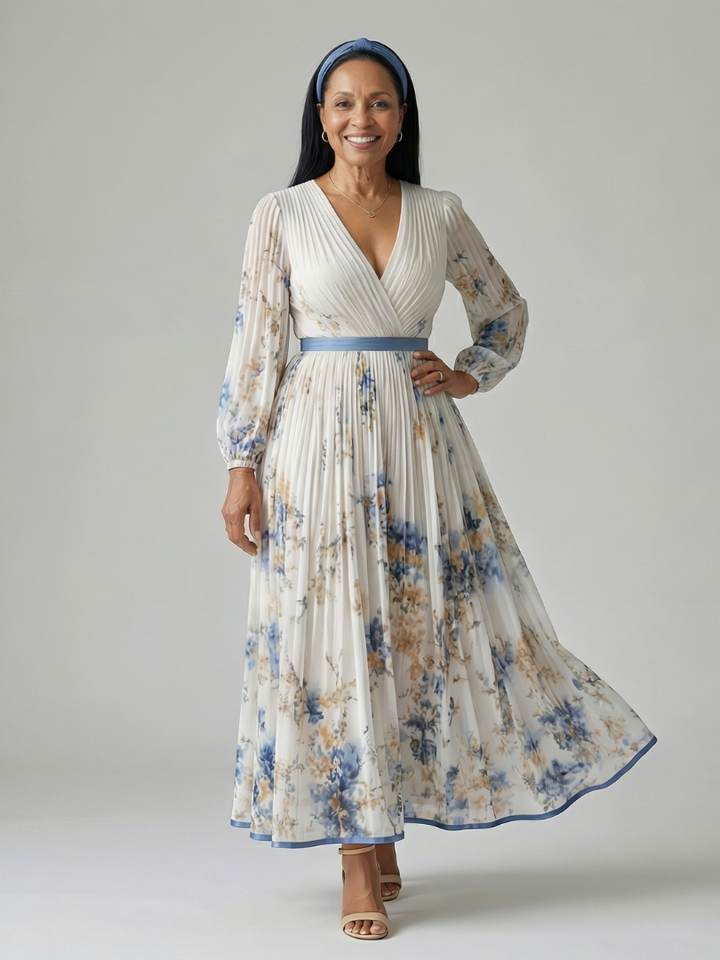 Naomi | Pleated Wrap Midi Dress