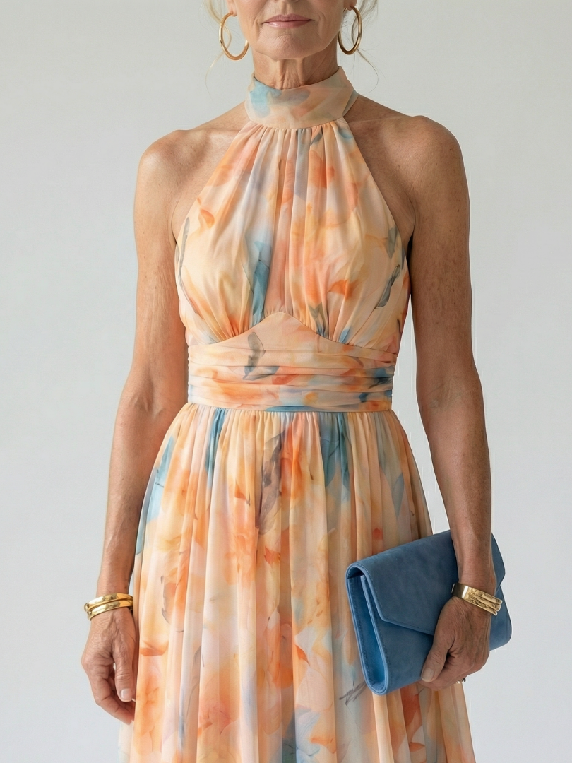 Matilda | Gathered Halter Midi Dress