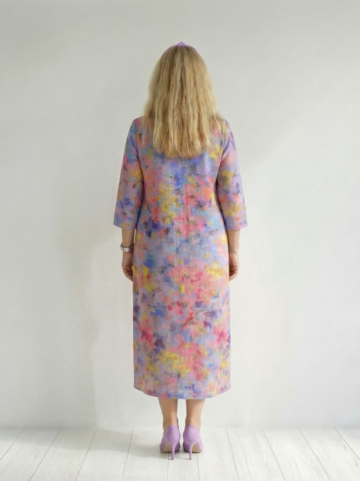 Corinne | Abstract Floral Midi Dress