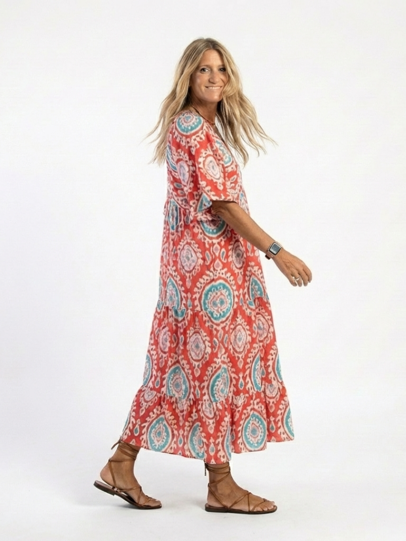 Camille | Paisley Print V-Neck Midi Dress